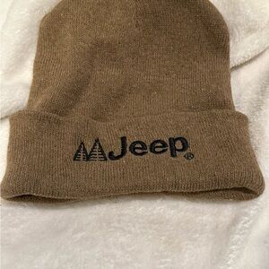 Jeep Tan Knit Cuffed Beanie with Black Logo